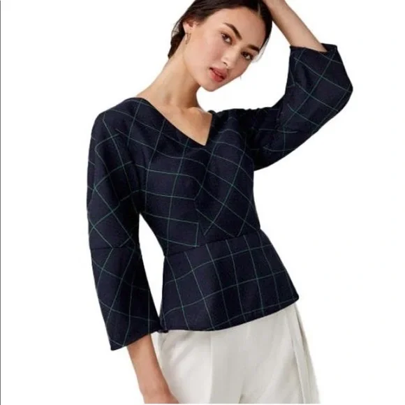 Balloon sleeve peplum top - Picture 1 of 6